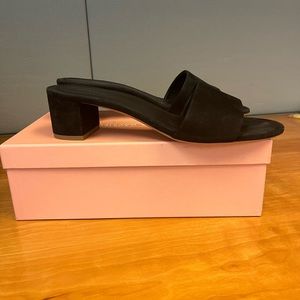 Mansur Gavriel black suede single strap sandle size 40; pre-owned
